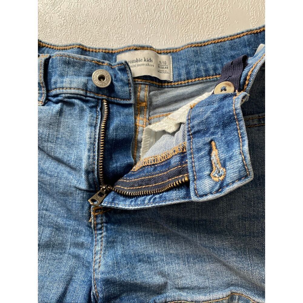 Abercrombie Kids High Rise Mini Mom Shorts 9/10 Blue Denim Stretch Summer - Picture 4 of 10